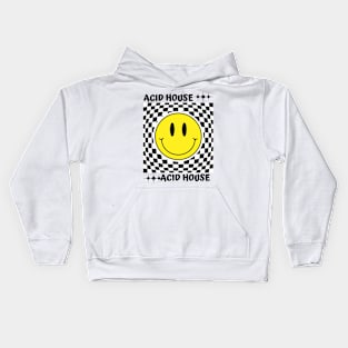 ACID HOUSE  - Checker Smiley (Black) Kids Hoodie